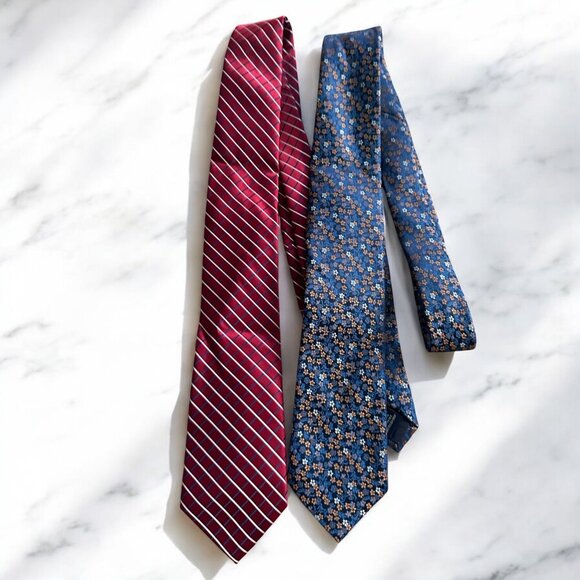 US POLO ASSOCIATION Set of 2 Blue Red Men's Ties - Picture 1 of 4